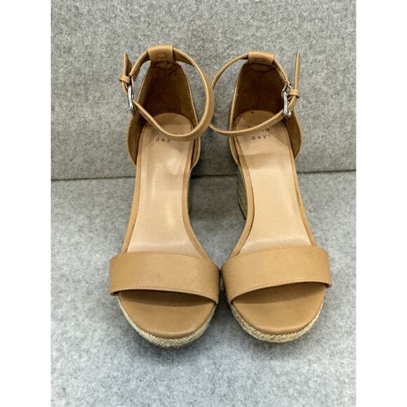 A NEW DAY Lola Espadrille Wedges Heel Ankle Strap Platform Sandals - Size 8.5 - Picture 1 of 6